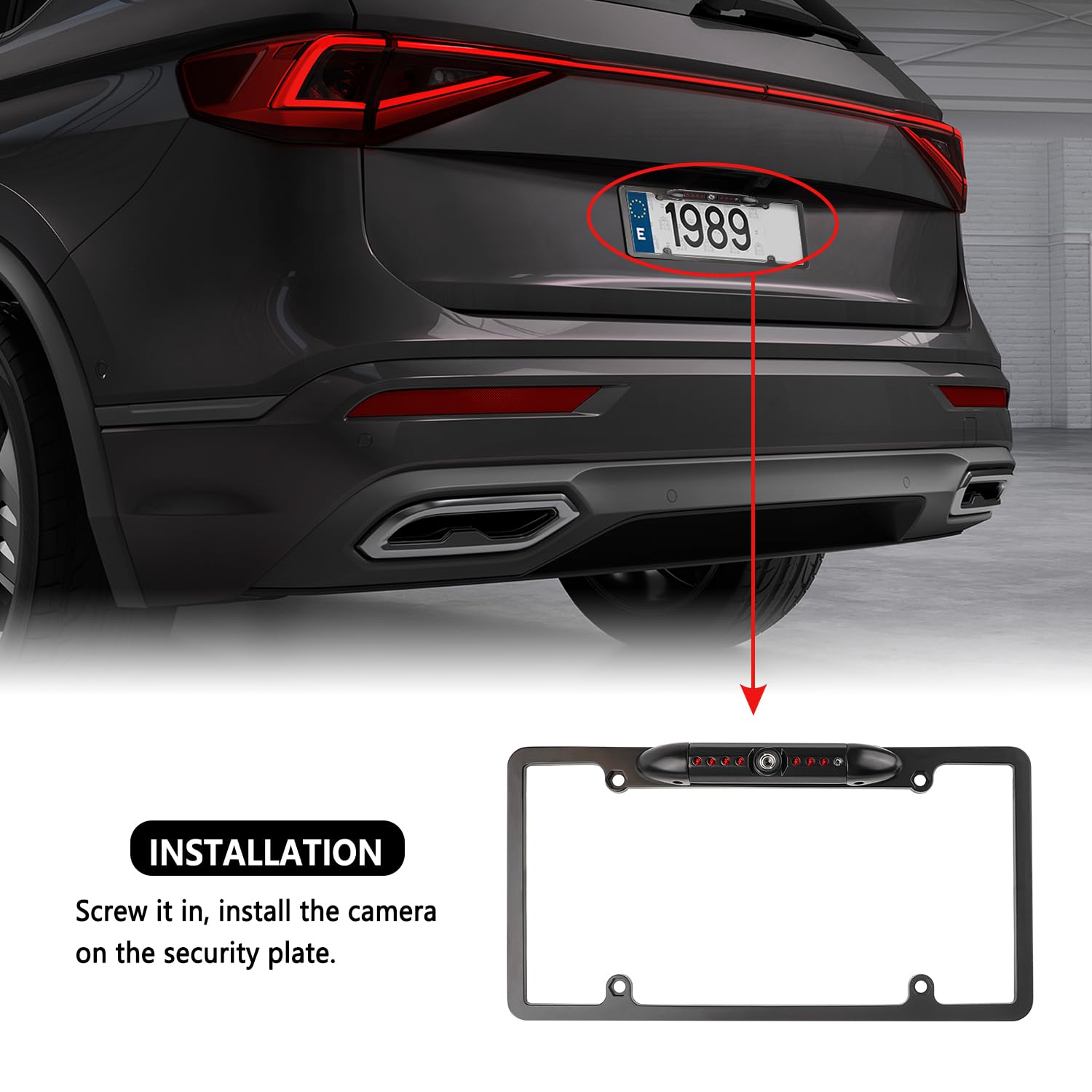 License Plate Backup Camera,Hd Night Vision Reverse Camera With 8 Led,170Wide Angle Waterproof Car Rear View Camera Fits Car Tru