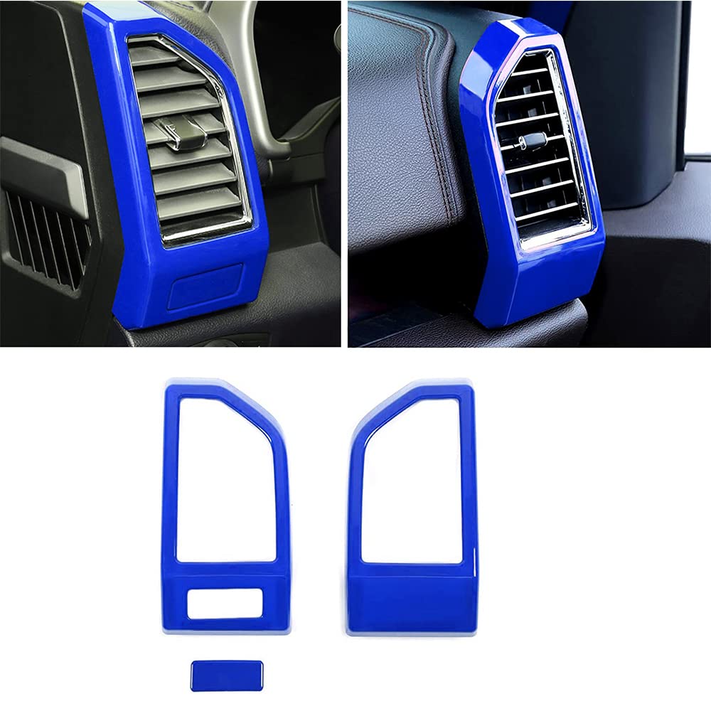 Keptrim For F-150 Abs Blue Dash Air Conditioner Outlet Vent Trim For 2015-2020 Ford F150, 3Pcs