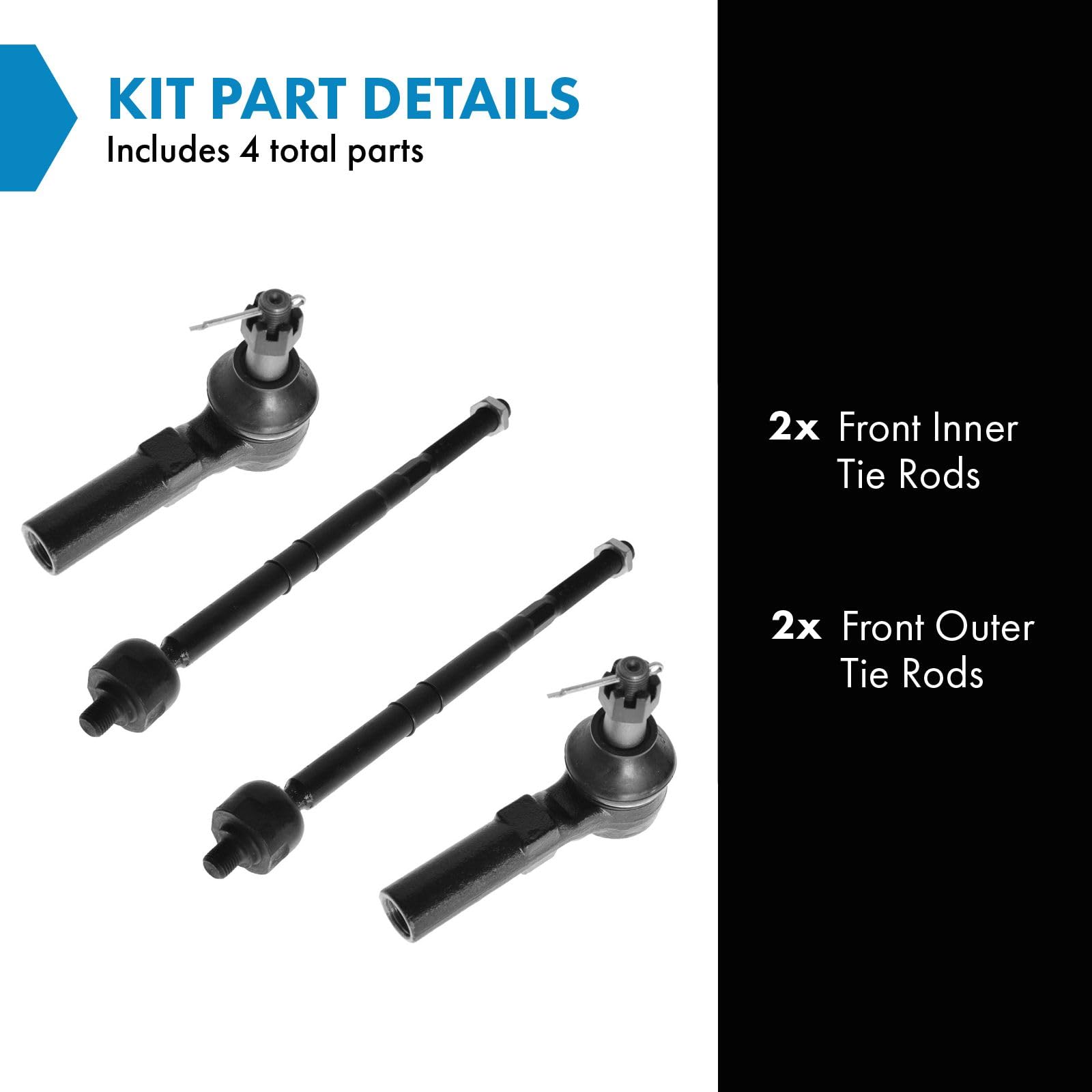 Trq Front Tie Rod Set Compatible With 2001-2007 Ford Escape 2001-2006 Mazda Tribute 2005-2007 Mercury Mariner