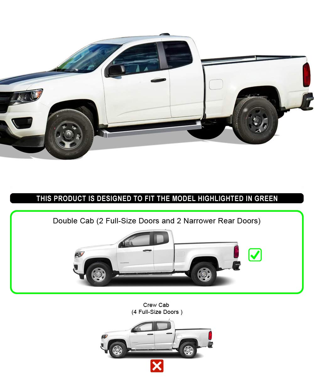 APS Running Boards (Nerf Bars Side Steps Step Bars) Compatible with Chevy Colorado GMC Canyon 2015-2025 Extended Cab (Silver Run