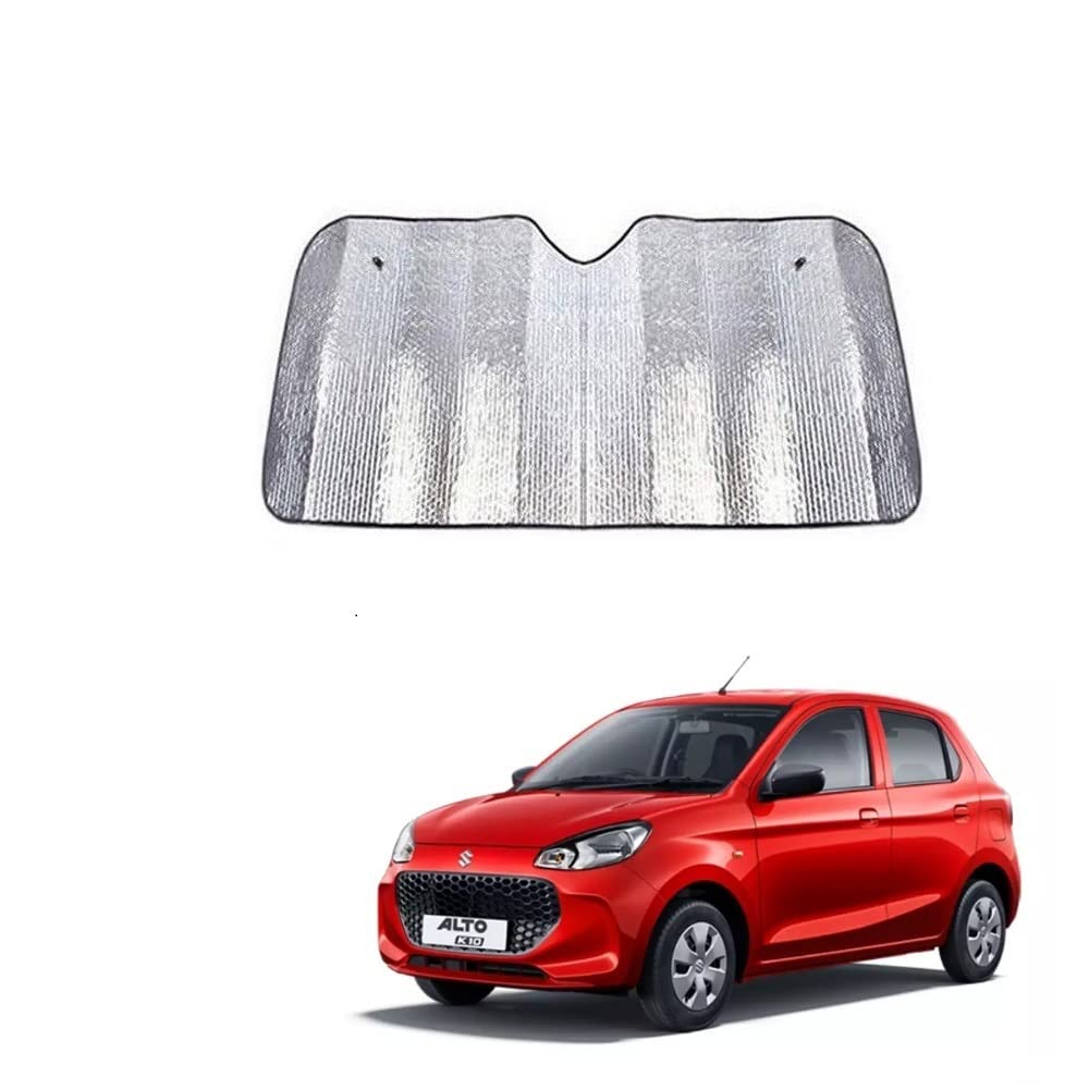 Car Windshield Silver Parking Foldable Sunshade for Heat Protection Useful on Front and Rear Windshield Glass Suitable for Marut