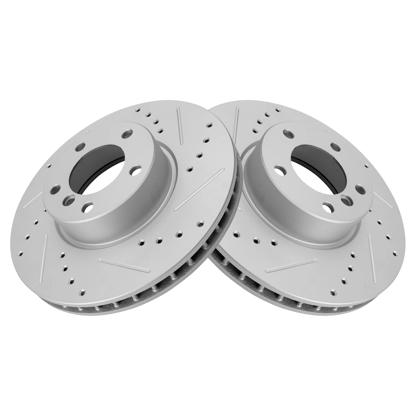 Trq Front Performance Brake Rotors Set Vented Premium G-Coated Cross Drilled & Slotted Compatible With 2001-2003 Bmw 530I 2000-2