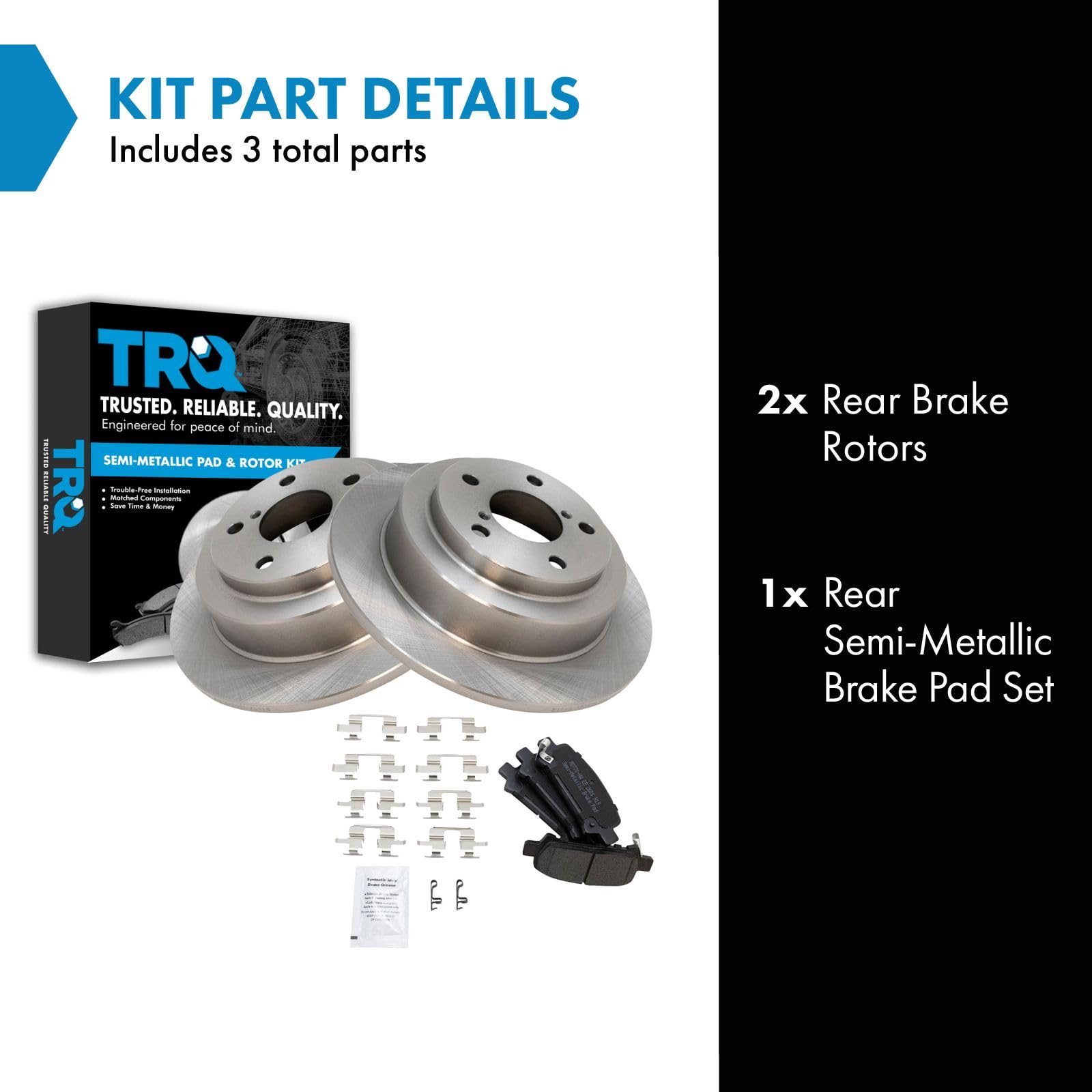 Trq Rear Brake Pad & Rotor Kit Brake Pads Brake Rotor Semi-Metallic Compatible With 1998-2003 Subaru Forester 1999-2003 Impreza