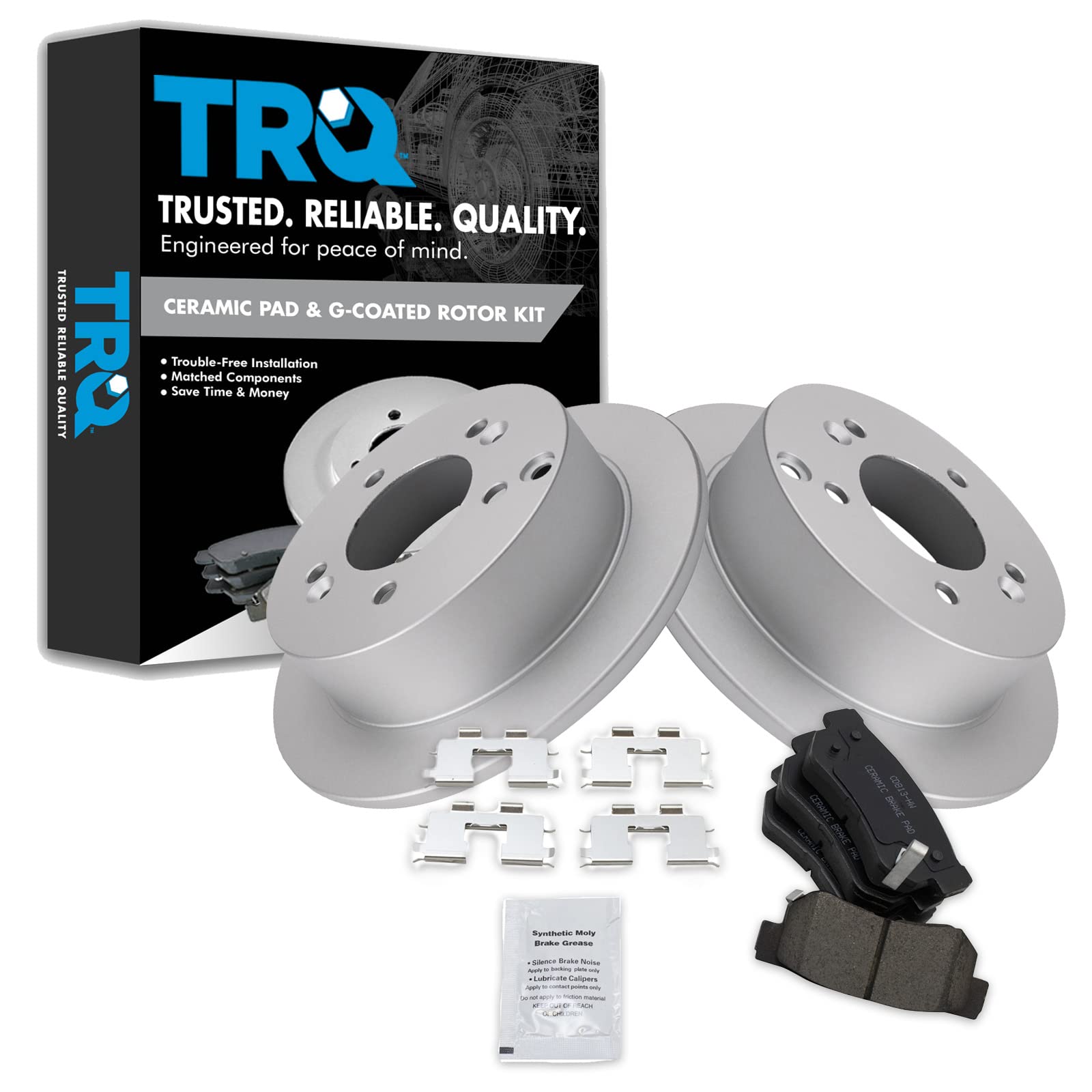 Trq Premium Posi Ceramic Brake Pad & Coated Rotor Kit Compatible With Sonata Sportage Optima