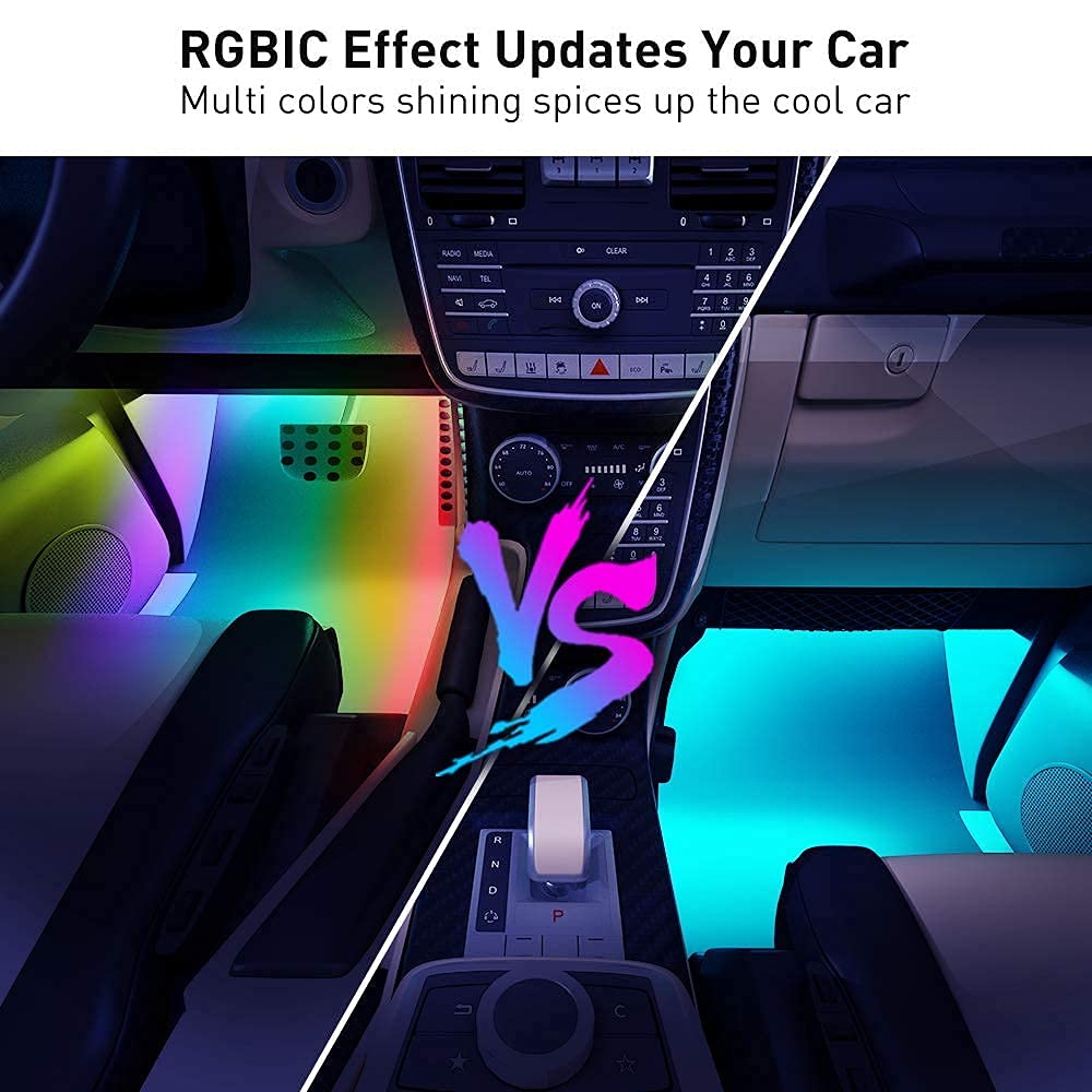 Govee Interior Rgbic Car Lights With Smart App Control, Music Sync Mode, Diy Mode And Multiple Scene Options, 2 Lines Design Led Lights For Cars, Trucks, Suvs