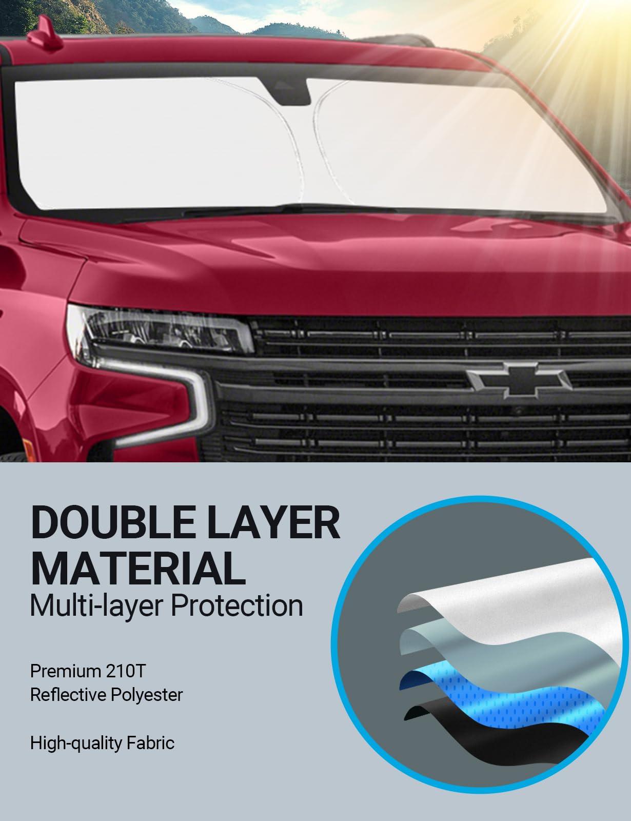 Proadsy Front Windshield Sun Shade Foldable Sunshade Protector Custom Fit 2025 2024 2023 2022 2021 Chevrolet Tahoe Z71, Premier, High Country, Rst, Lt, Ls Accessories 2025 Upgrade