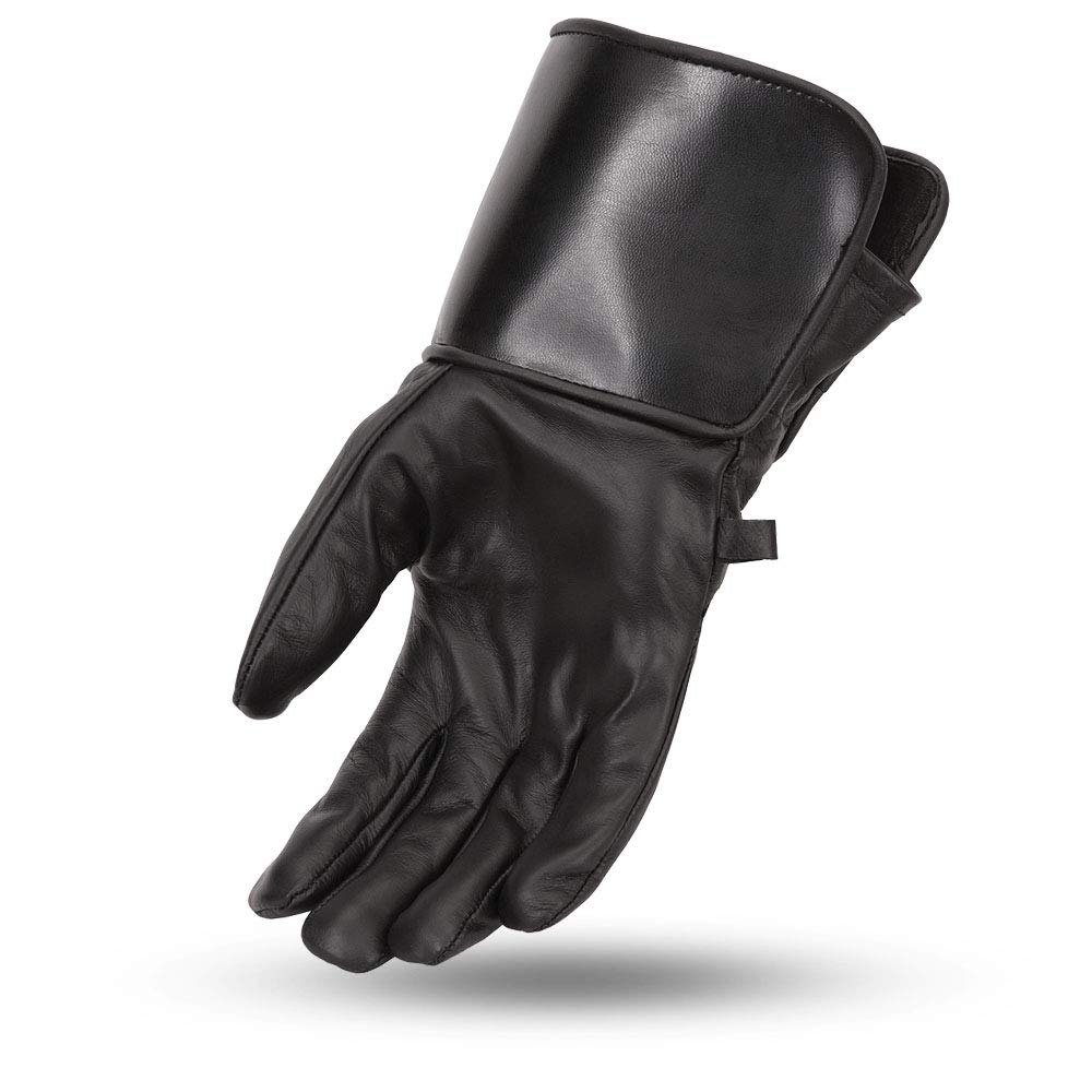 First Mfg Co - Thanos - Men'S Motorcycle Biker Riding Black Leather Gloves - Extra Small - Adjustable Strap