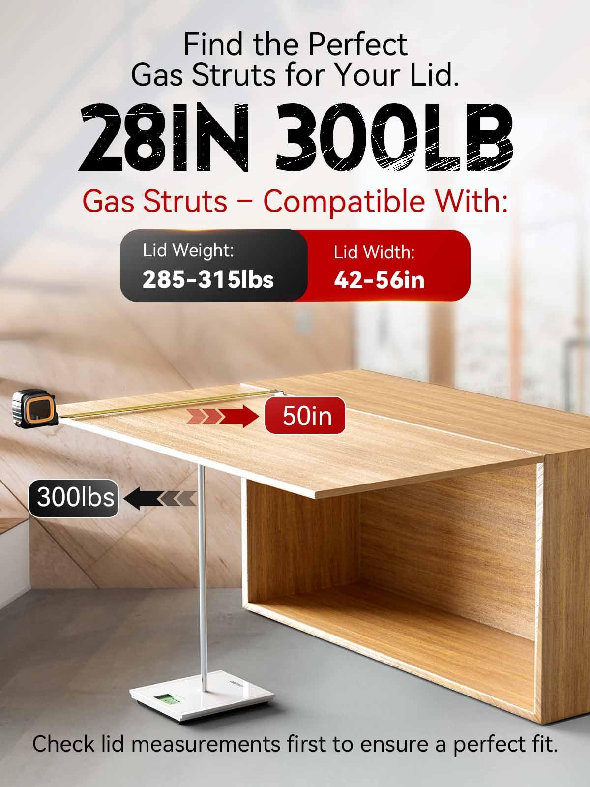 Vepagoo 28 Inch Gas Struts 300Lb/1334N Shock With Mounting Brackets, Lift Supports For Rv Bed Storage Truck Bed Cover Basement T