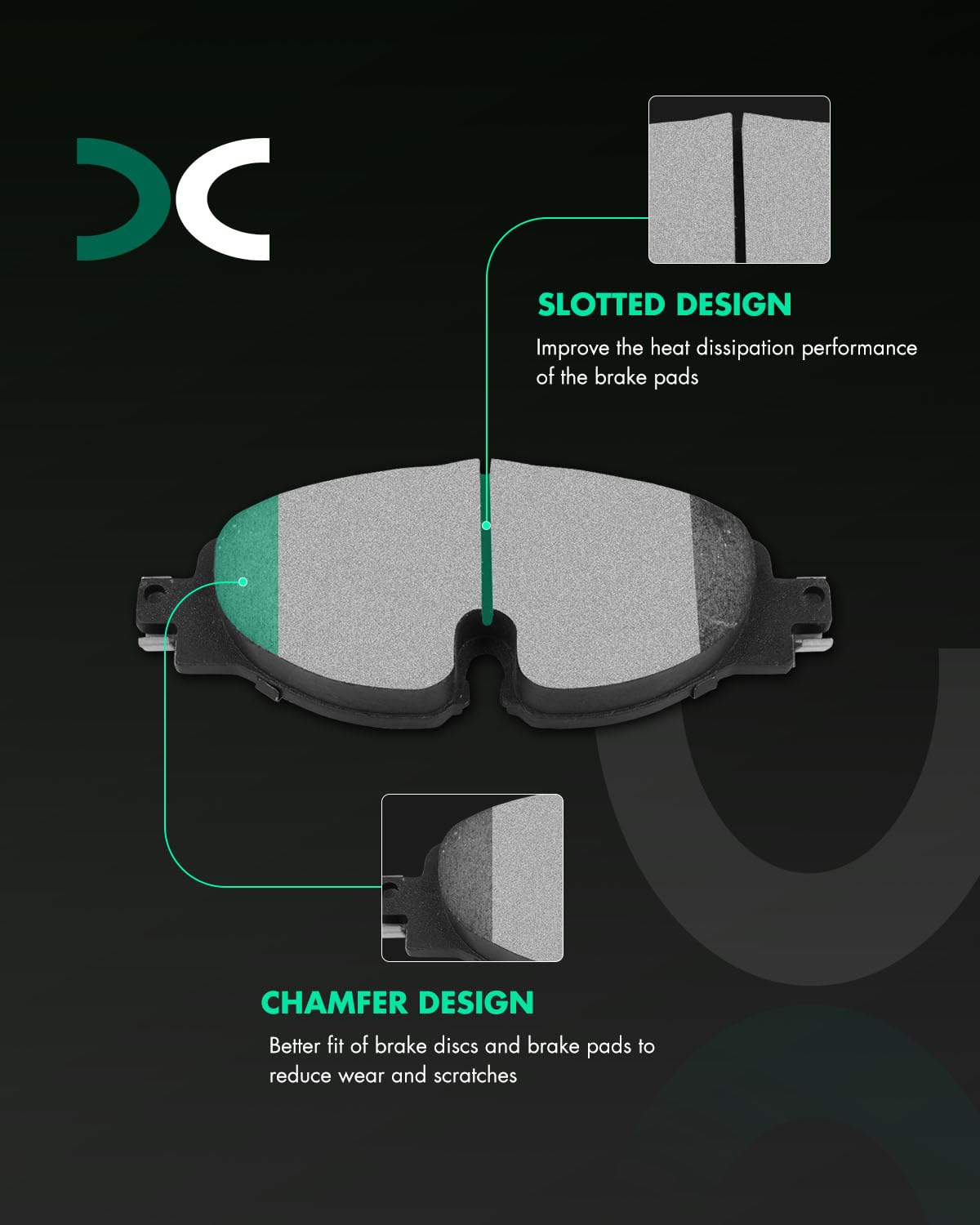 Scitoo Front Disc Brake Pad Set 4Pcs W/Hardware Fit For Audi For A3/For A3 Quattro/For Tt Quattro, For Volkswagen For Golf/For G