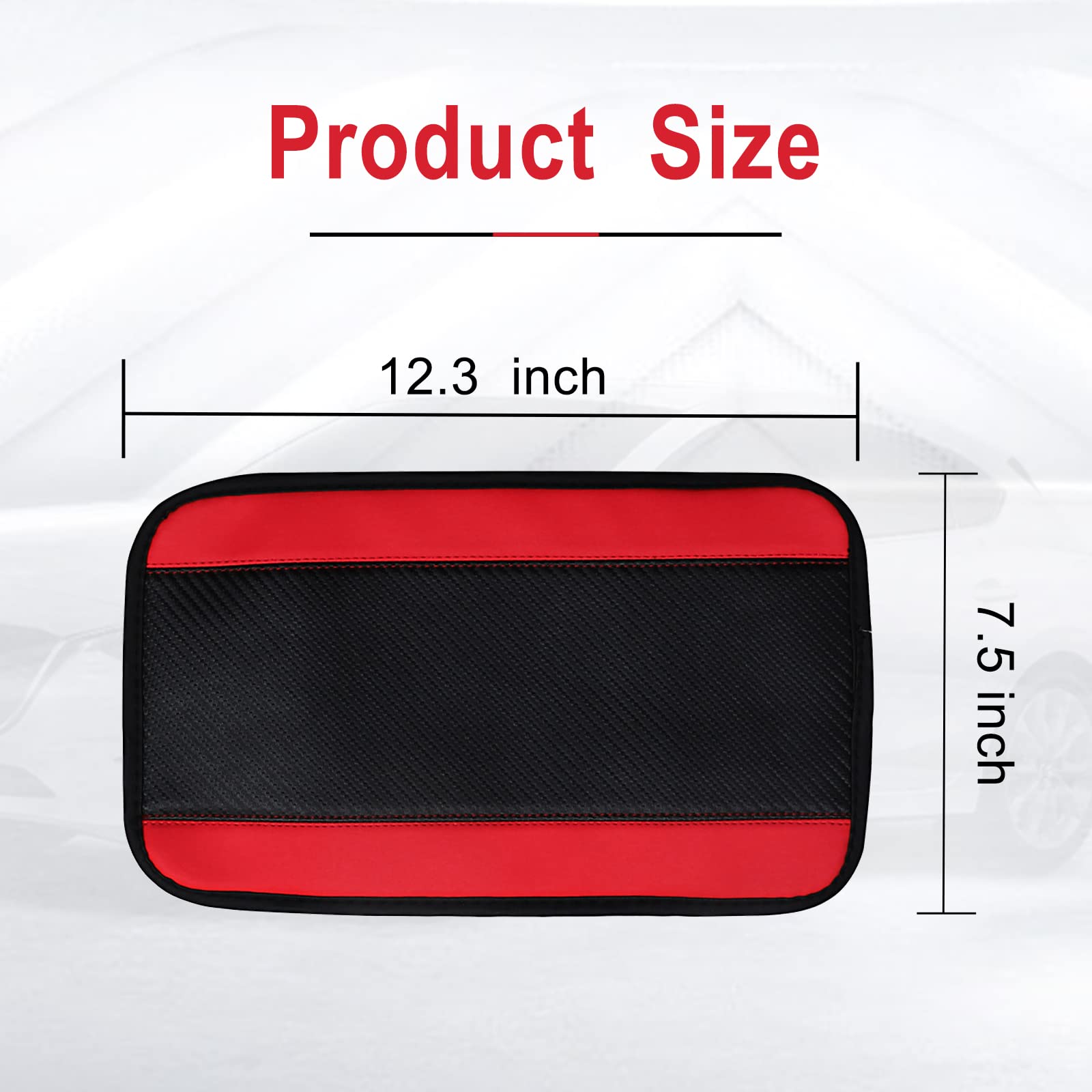 Miytsya Four Seasons Universal Armrest Box Mat, Carbon Fiber Leather Embossing, Waterproof Armrest Cover Center Console Mat, Car