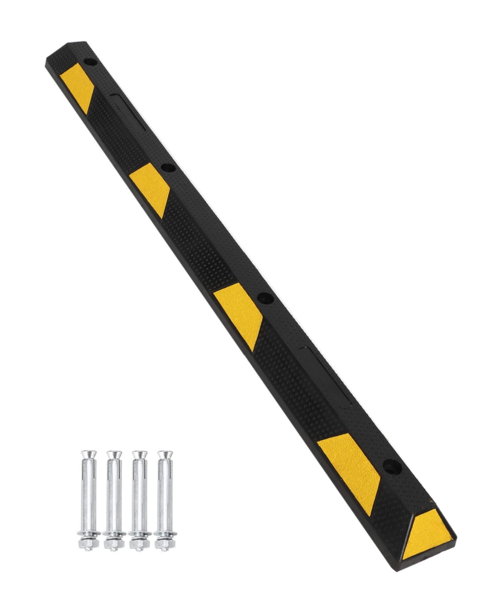 COZONY Rubber Parking Curb, 72 Heavy Duty Parking Stopper with 8 High Reflective Safety Stripes, Durable Garage Wheel Stoppers P