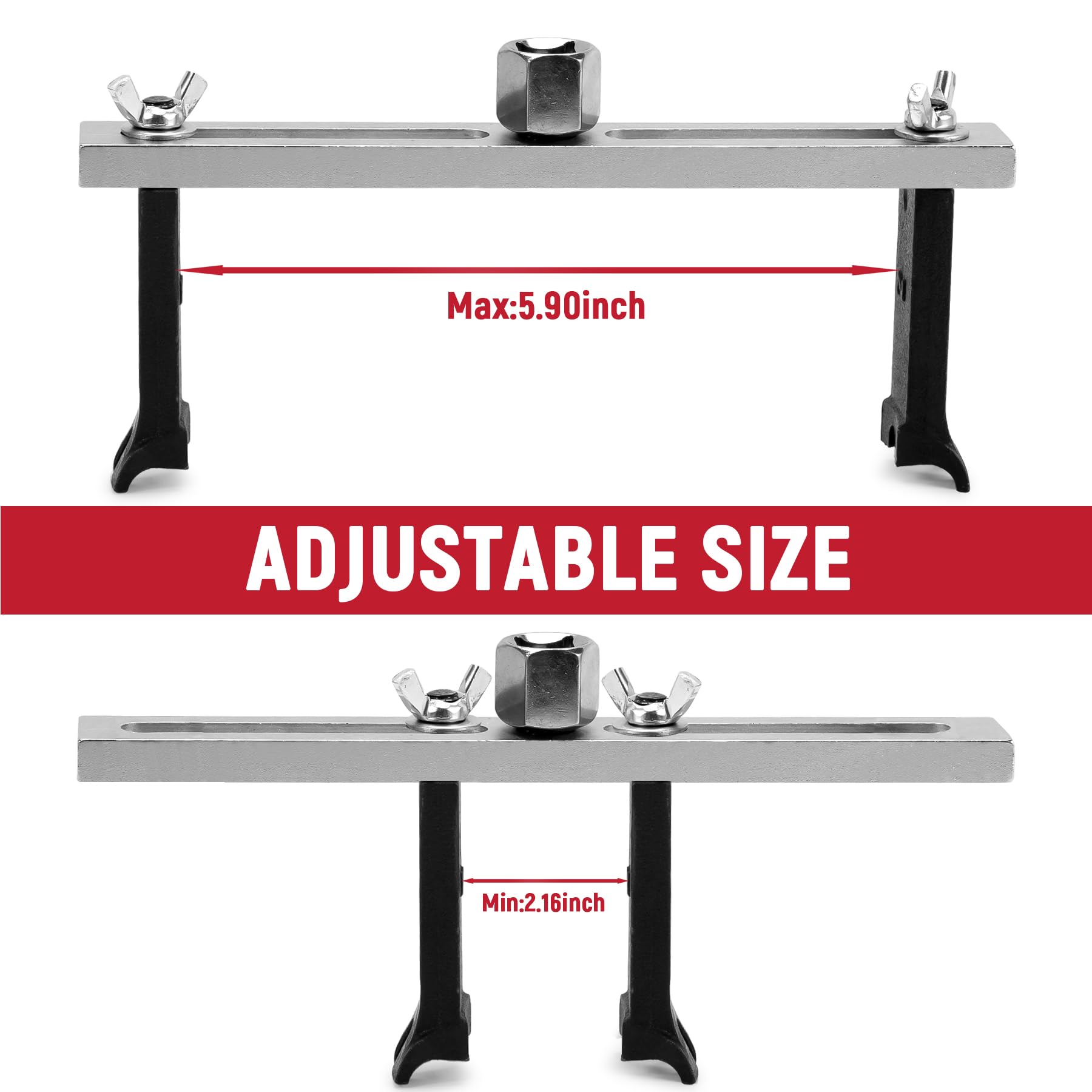 Universal Fuel Pump Removal Tool, Adjustable Two Jaws Fuel Pump Lock Ring Tool, Chromium Plated Steel Fuel Tank Lid Cover Remova