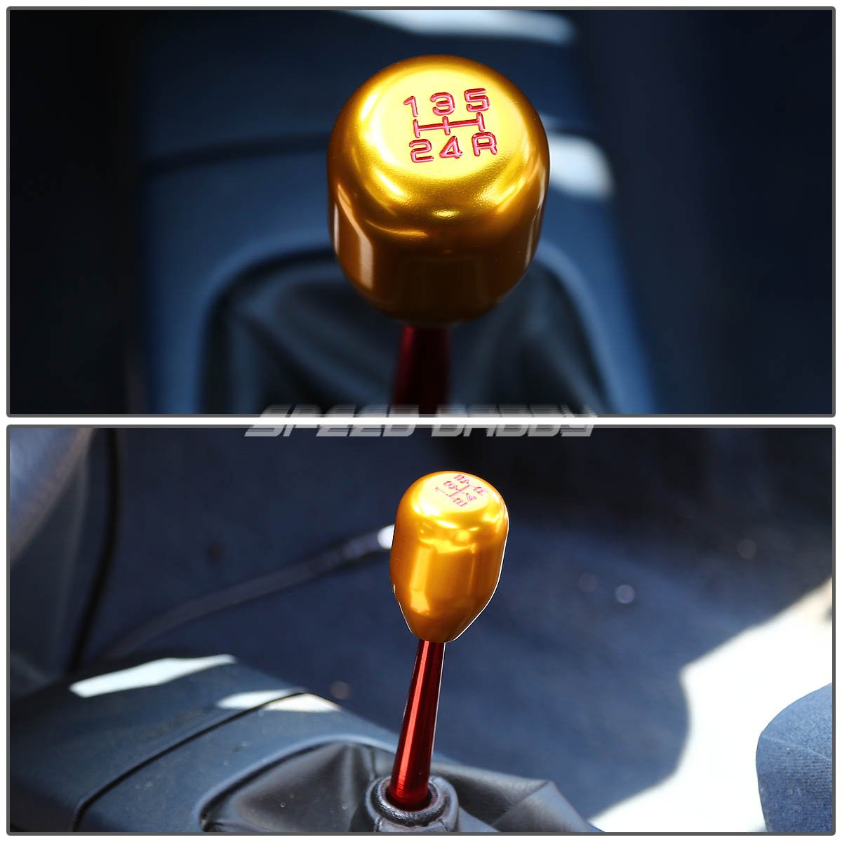 Auto Dynasty Compatible with Civic/Del Sol/CRX/Integra Double Bend Short Throw Shifter+5-Speed Gear Knob+3.5&quot; Extension Kit (Gold)