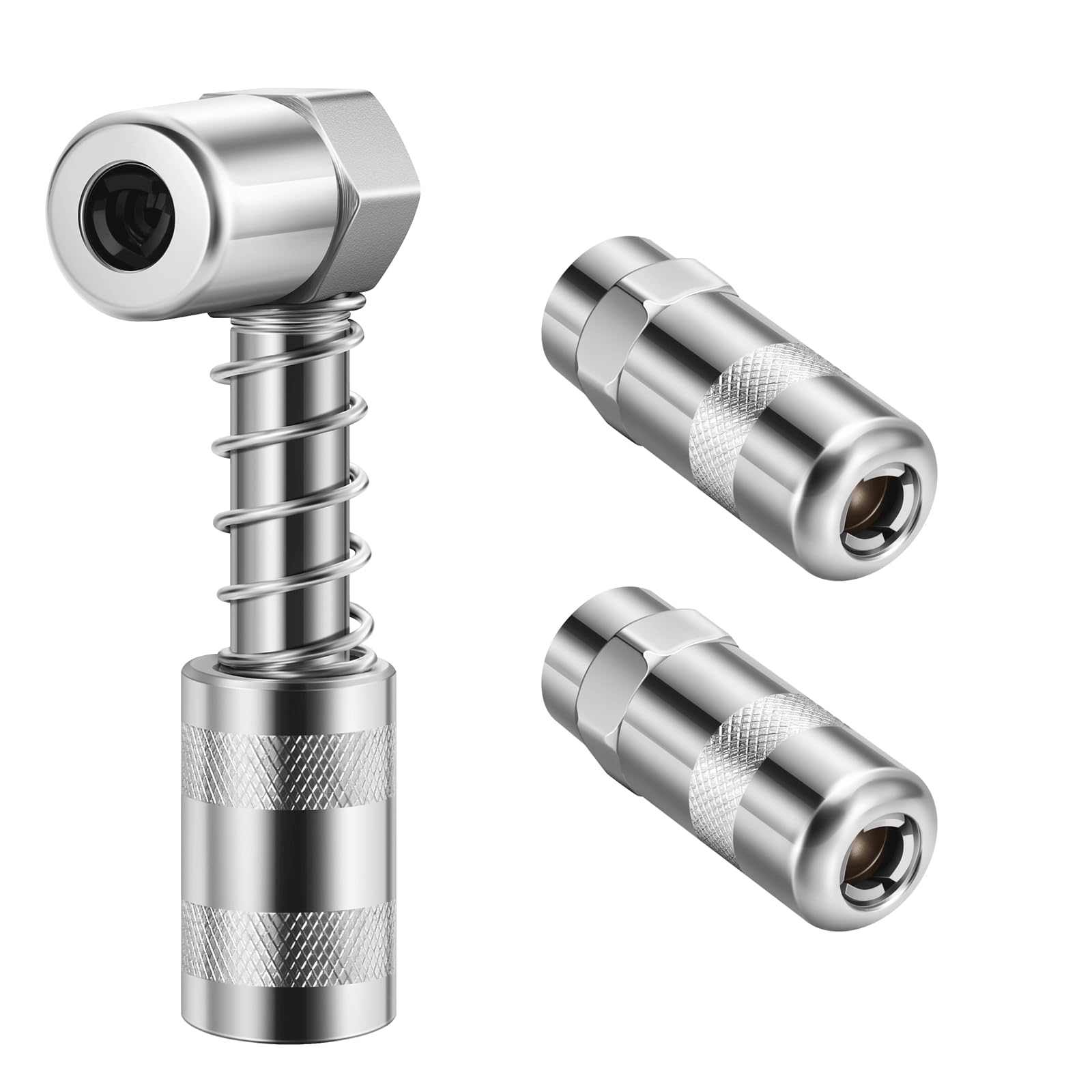 ATIVERE 1PC 90 Degree Grease Coupler with Sleeves and 1PC 1/8 '' NPT Locking Jaw Grease Coupler in Tight Spaces for Auto, Farm, 