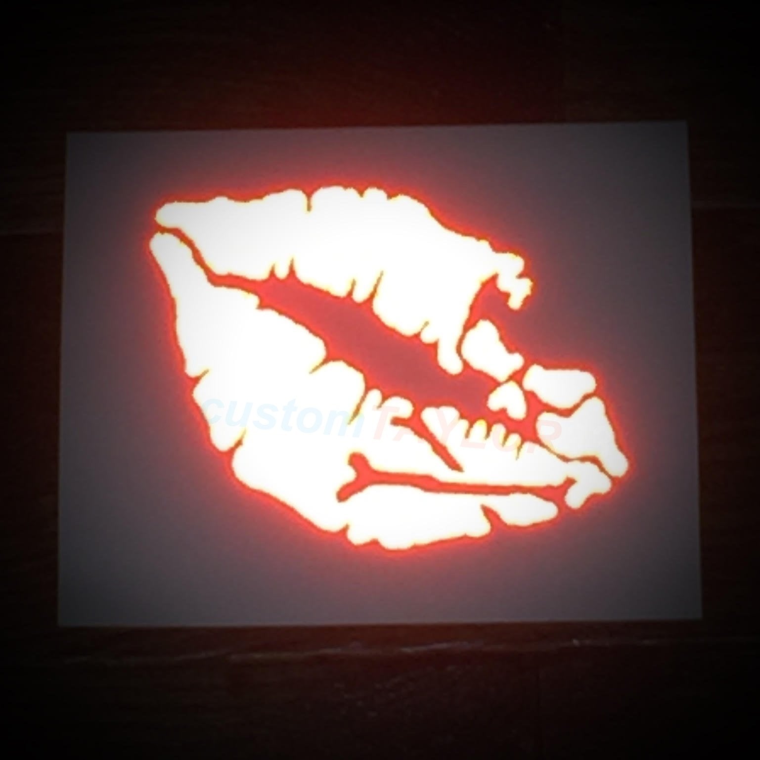 Customtaylor33 High Intensity Reflective Vinyl Death Kiss Skull Crossbones Lips Decal Bumper Sticker - Cars, Motorcycles, Helmets, Wind Screens, Laptops (18 Inches Wide, Red)