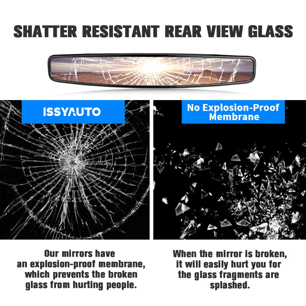 Utv Rearview Mirror, Issyauto 15 Ultra Clear Sxs Utv Mirror With 1.75 Clamps And Convex Design Compatible With Polaris Rzr 800 900 1000 Turbo Pro Xp, Pioneer 1000, Arctic Cat Wildcat(2023+)