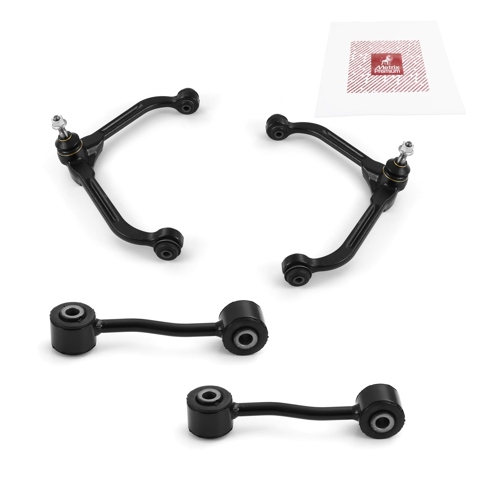 Metrix Premium Chassis Parts - 4 Pc Front L/R Upper Control Arm & Front Sway Bar Stabilizer End Link Kit Fits 2002-2007 Jeep Lib