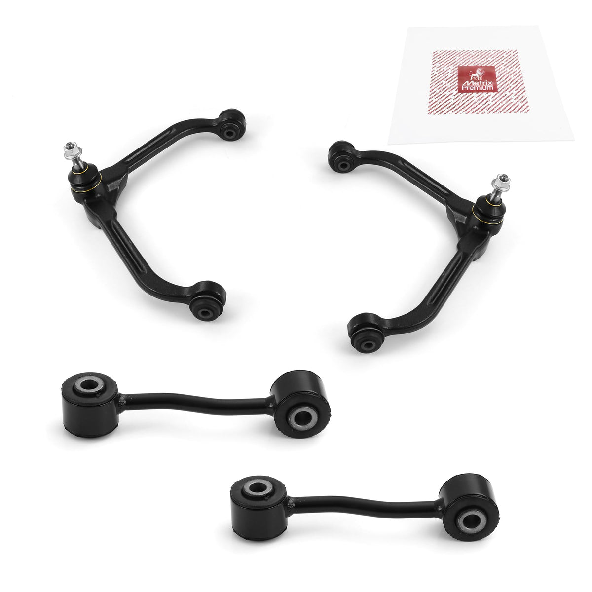Metrix Premium Chassis Parts - 4 Pc Front L/R Upper Control Arm & Front Sway Bar Stabilizer End Link Kit Fits 2002-2007 Jeep Lib