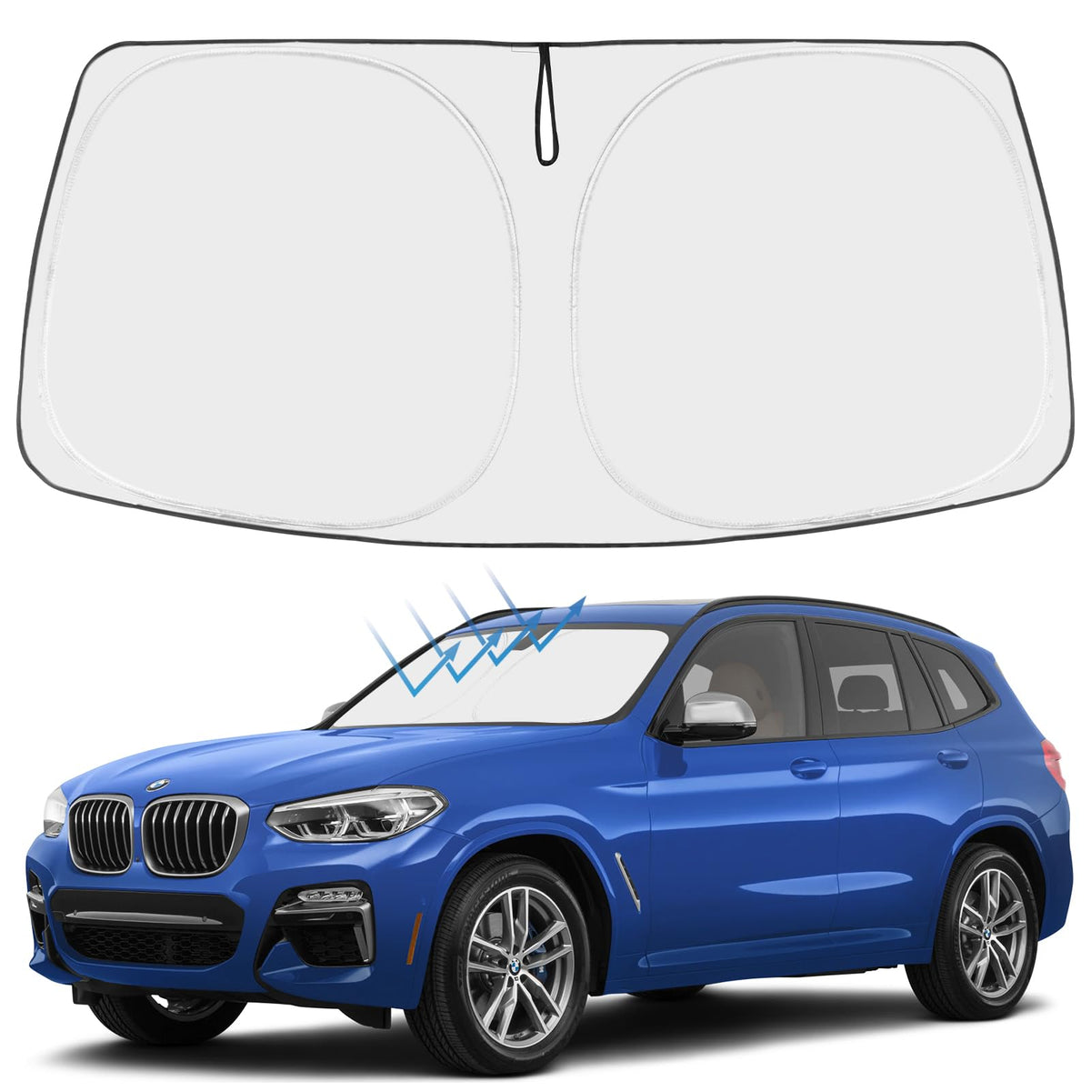 Proadsy 2025 Upgrade Windshield Sun Shade Custom Fit 2018-2024 2025 Bmw X3 Base, Xdrive28I, Xdrive35I, M Sport Suv 4-Layer Folda