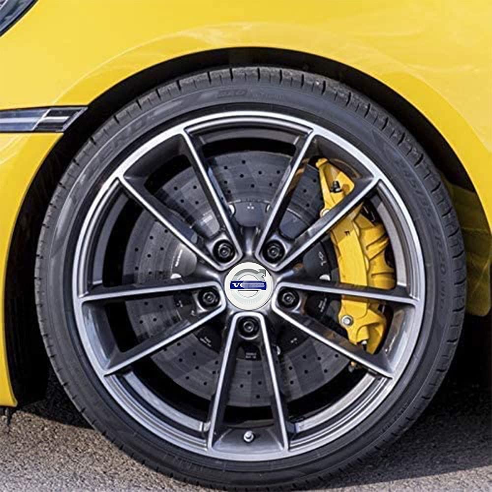 Jd Auto 4Pcs 56Mm 2.2'' Emblem Badge Sticker Wheel Hub Caps Center Cover Abs Material (Fit Vo Silver)