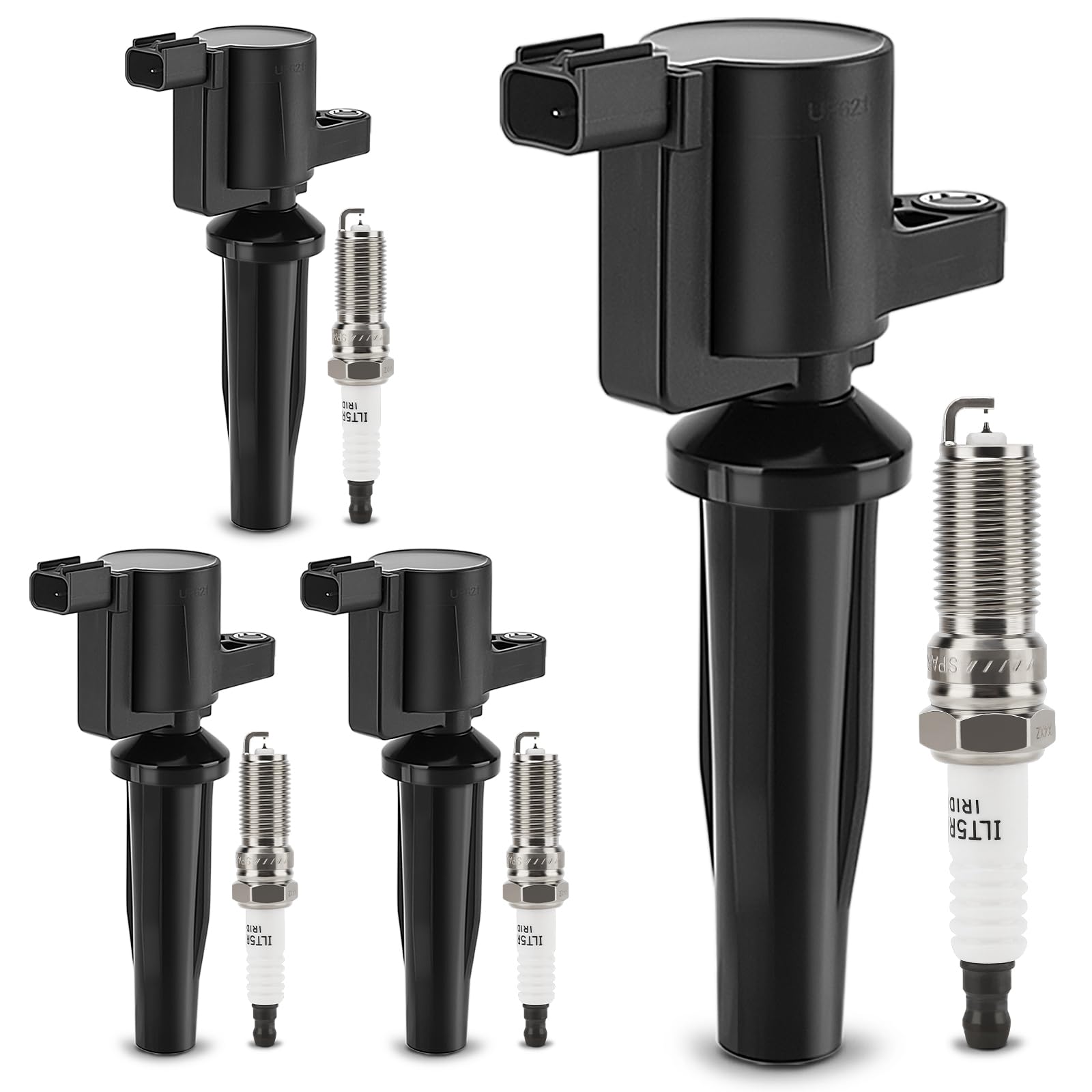 Uf621 Ignition Coil & Sp530 Double Iridium Spark Plug For L4 Mazda 3, Mazda 6,Tribute/Ford Focus, Ecosport,Transit Connect,Escap