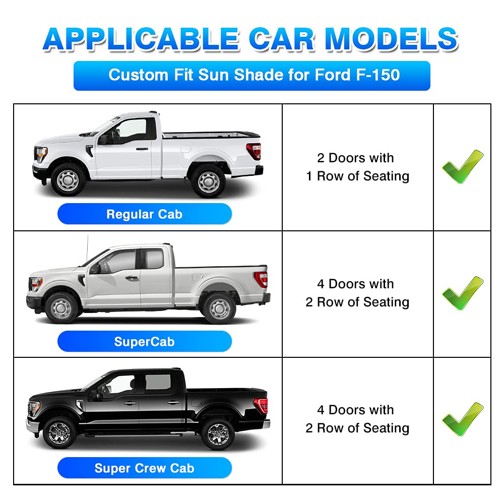 T Tgbros Windshield Sun Shade For Ford F150 2015-2020 Accessories Foldable Sun Shield Front Window Sunshade Cover Sun Visor Cove