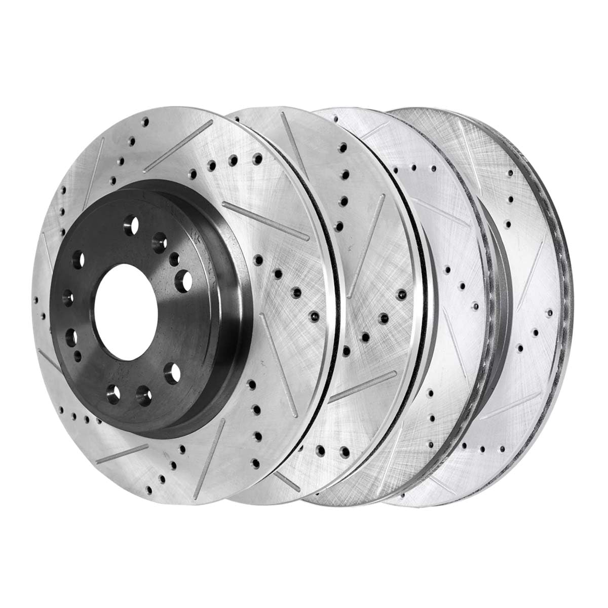 Autoshack Front And Rear Drilled Slotted Brake Rotors Black Set Of 4 Replacement For Chevrolet Silverado 1500 Tahoe Avalanche Suburban 1500 Gmc Sierra 1500 Yukon Xl Cadillac Escalade V8 Pr65099Pr65135