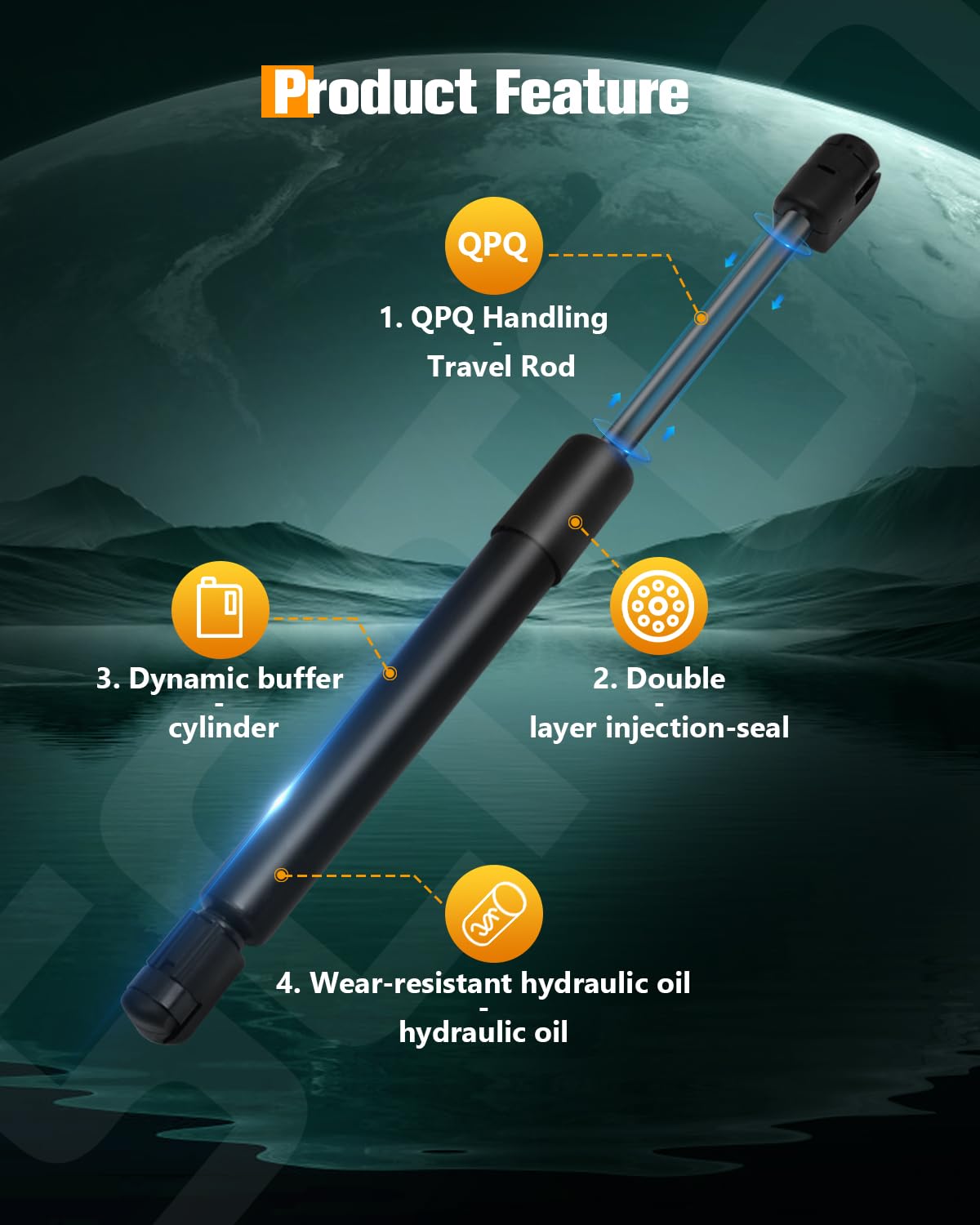 Scitoo 6180 10.81Inch Lift Supports Fit For Dodge Dakota 2005-2010,For Mitsubishi Raider 2006-2009,For Ram Dakota 2011 Rear Left