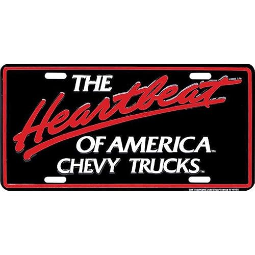 Signs 4 Fun Parody License Plate | Chevy Truck Heartbeat | 12” X 6” Decorative License Plate | Decoration Plate For Vehicle/Wall | Man Cave Decorations | Made In The Usa