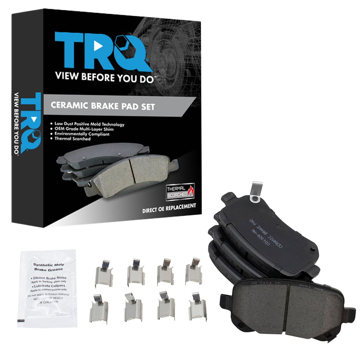TRQ Rear Brake Pads Ceramic Compatible with 2008-2012 Chrysler Town Country Dodge Grand Caravan 2009-2013 Journey 2012 Ram C/V 2