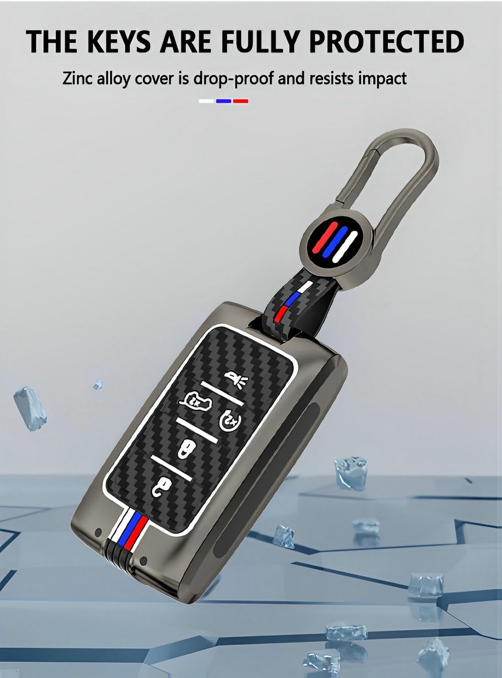 YONUFI for Jeep Key Fob Cover Case Metal Shell Smart Keys Holder Protector Compatible for Jeep Grand Cherokee L Grand Wagoneer 5