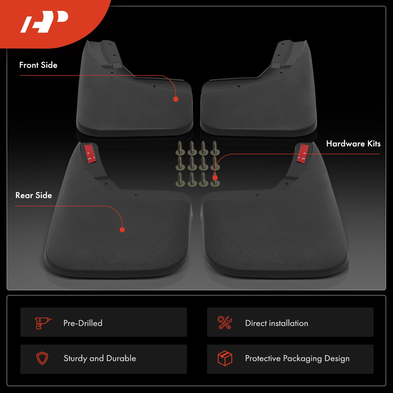 A-Premium Set Of 4Pcs Mud Flaps Splash Guards Mudguards Mudflaps With Hardware Kits Accessory Compatible With Chevrolet Silverad