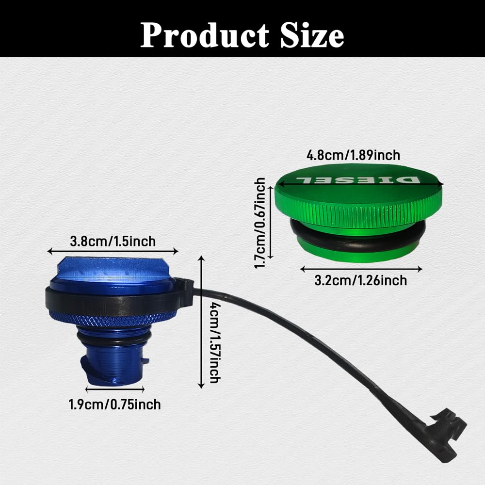 RGOAANC Diesel Fuel Cap for Dodge Ram, Fuel Tank Cap, Magnetic Green Diesel Fuel Cap and Anti-lost rope-Non-magnetic Blue DEF Ca