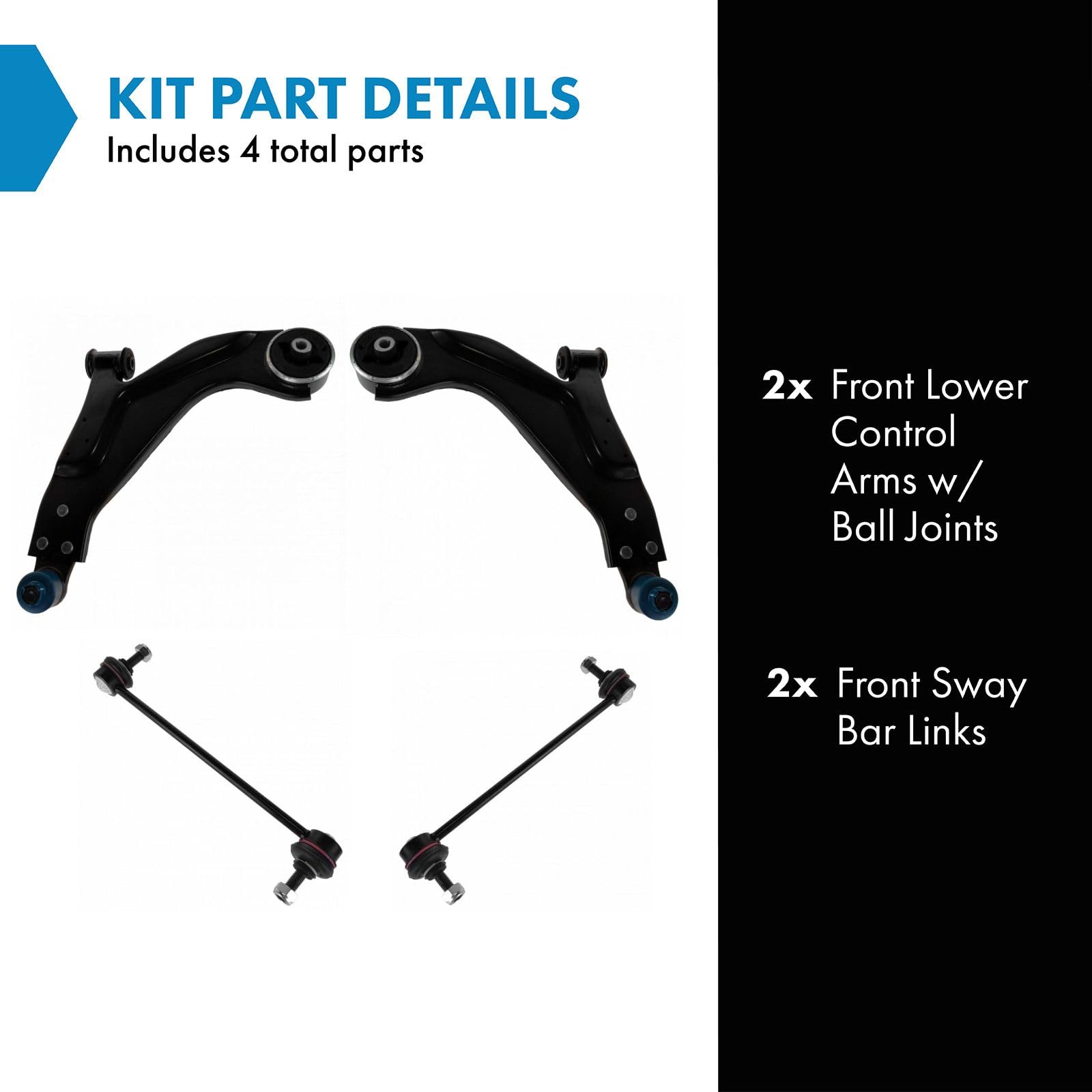 Trq Front Suspension Kit Control Arm With Ball Joint Sway Bar Stabilizer Link Compatible With 2002-2008 Jaguar X-Type