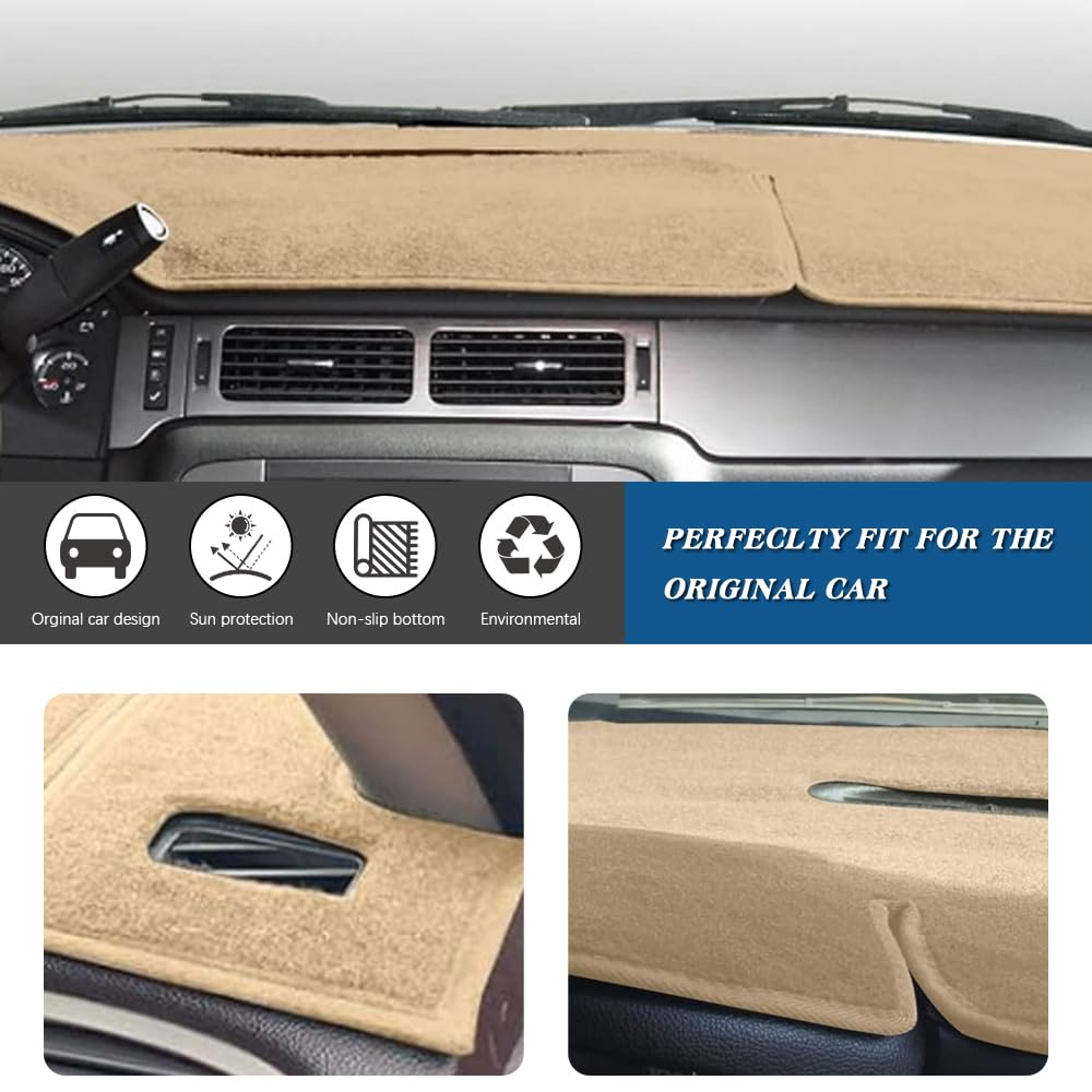 KEDAKEJI Dashboard Cover Mat Pad Custom Compatible with 2007-2013 Chevrolet Silverado GMC Sierra with Two Glove Boxes Dash Cover