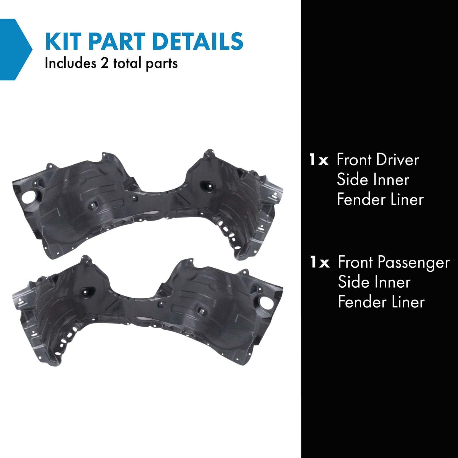 Trq Front Inner Fender Liner Set Compatible With 2019-2022 Lexus Es300H 2019-2021 Es350 Lx1248141 Lx1248143 Lx1249141 Lx1249143