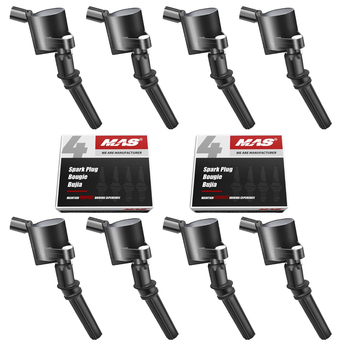 MAS Set of 8 Ignition Coil Pack and Iridium Spark Plug Compatible with Mercury Ford F150 E150 E250 Expedition Explorer Grand Mar