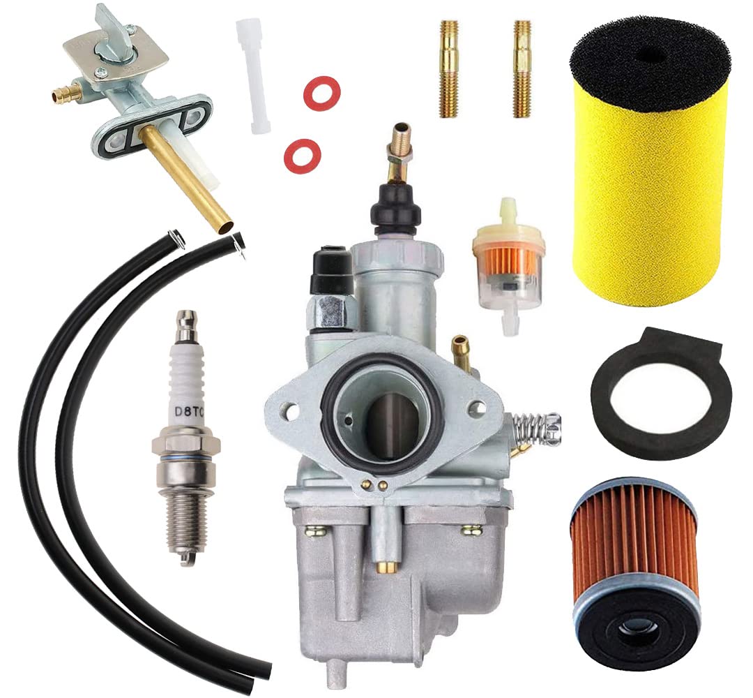 CDZWJ 250 Carburetor+14451-00-00Air Filter +HF143 Oil Filter+Fuel Gas Petcock Compatible with 1992-2000 Yamaha Timberwolf YFB 25
