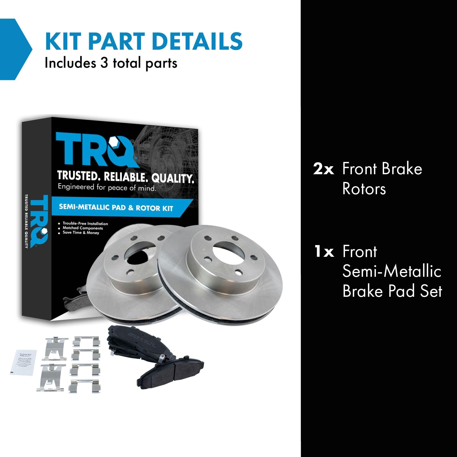 Trq Front Brake Pad & Rotor Kit Brake Pads Brake Rotor Semi-Metallic Compatible With 1995-2001 Ford Explorer 1998-2002 Ranger Ma