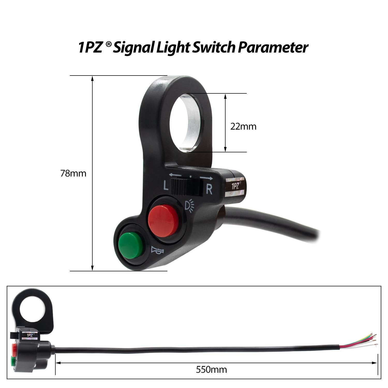1Pz Ms1-S01 7/8' Multi-Function Horn Turn Signal On/Off Light Switch + Flasher Relay + Horn Replacement For Honda Yamaha Suzuki Kawasaki Arctic Cat Motorcycle Atv Offroad