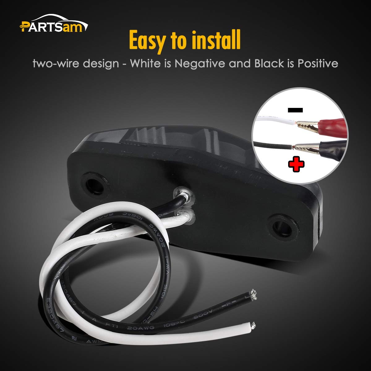 Partsam 4 Amber + 2 Red Universal Smoked Side Marker Trailer Light Surface Mount 2 Diodes, Sealed Mini Led Marker Clearance Or I