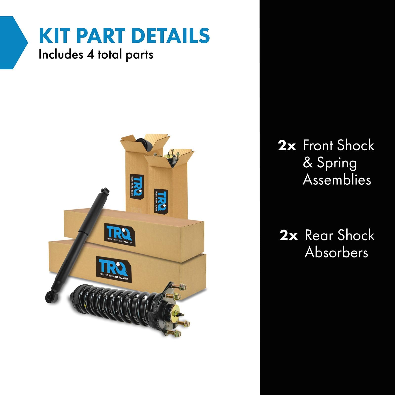 Trq Front And Rear Complete Strut Assembly & Shock Absorber Kit Shock & Spring Strut Assembly Compatible With 2007-2011 Dodge Ni