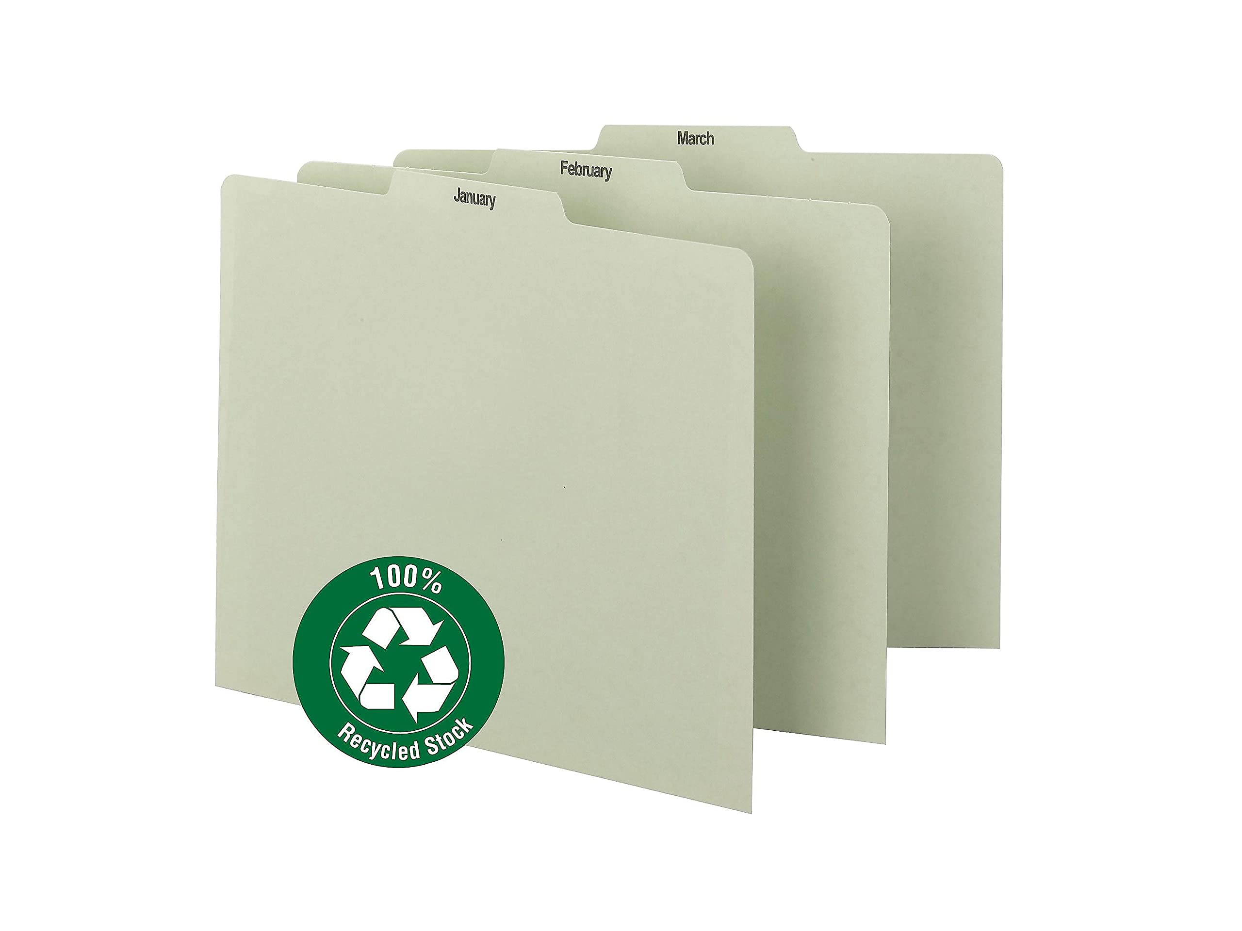 Smead 50365 Recycled Top Tab File Guides Monthly 1/3 Tab Pressboard Letter 12/Set