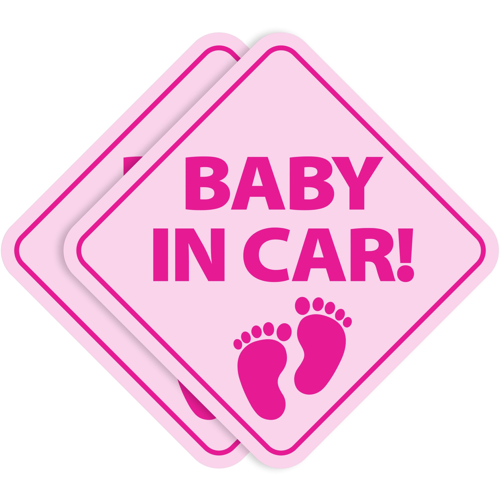 Stickios Baby On Board Stickers - Removable Non-Magnetic Paint-Safe Signs For Cars & Windows - Made In Usa - Baby Girl Footprint