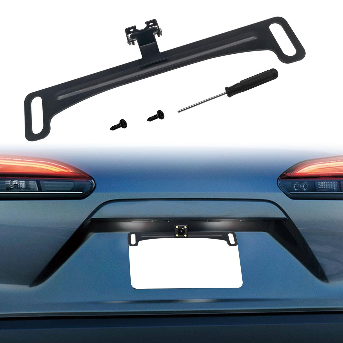 Universal Car Rear View Camera License Plate Bracket, Car Dash Cam Mirror Camera Kit Rearview Camera Mount, Only Installation Ho