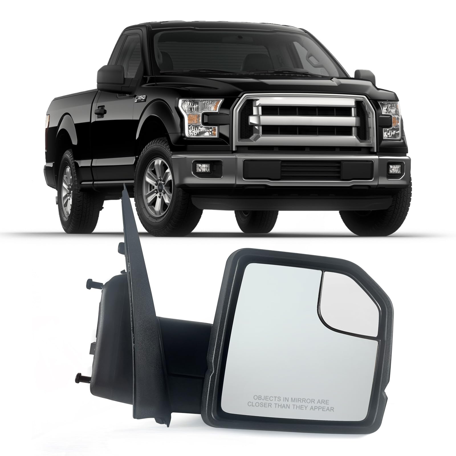 Lqito Right Passenger Side Door Mirror with Blind Spot Glass Power Fits 2015-2020 Ford F150 Without Turn Signal Light Non-Heated