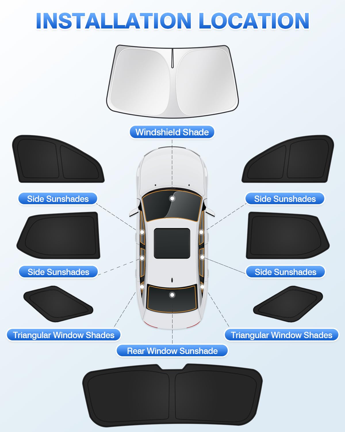 Canvcle Sunshades For Chevrolet/Chevy Traverse 2018-2025 Accessories Windshield Sun Shade Side Rear Window Shade Cover Sun Visor