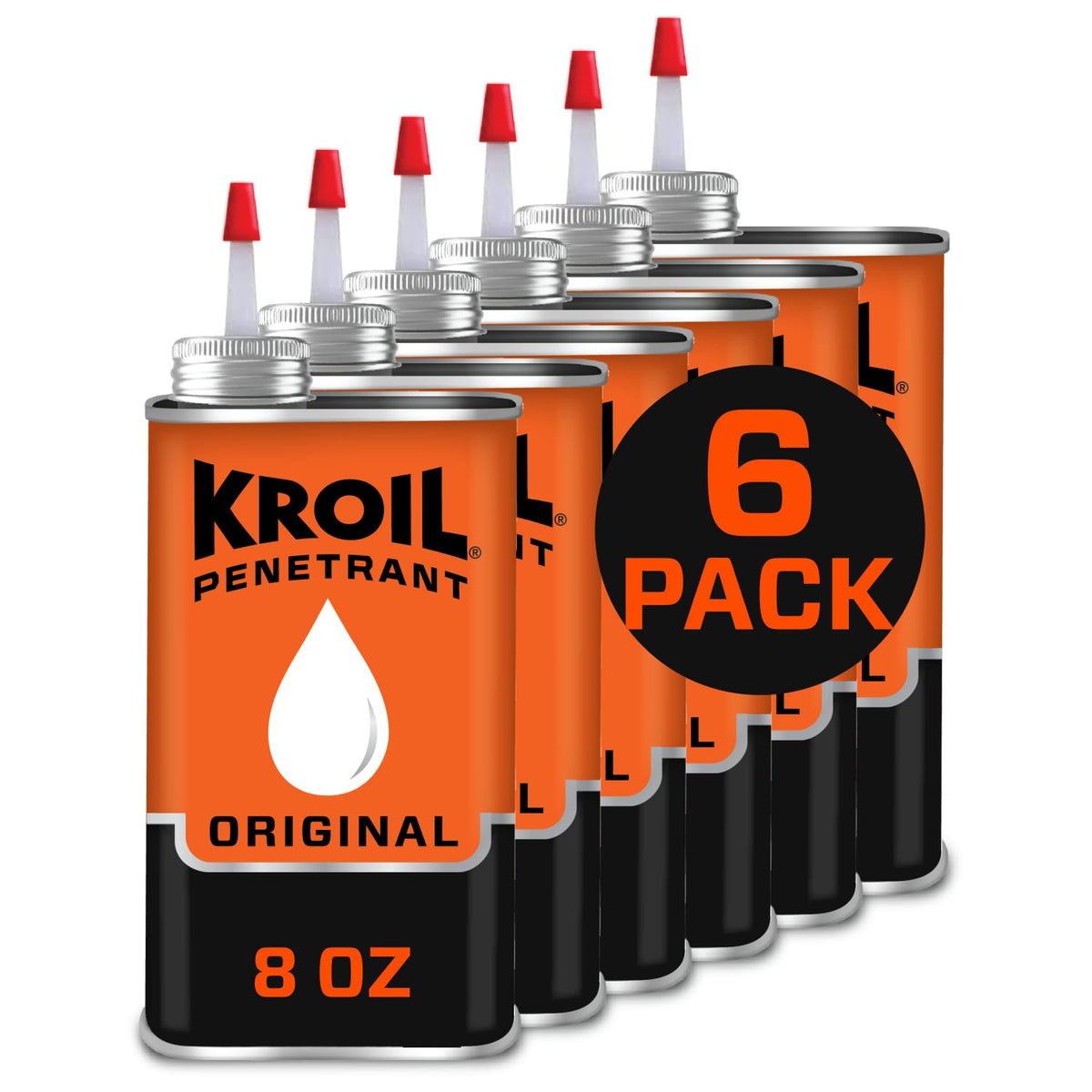 Kroil Original Penetrating Oil (Drip-8oz Can-Case of 6) | Penetrant for Rusted Bolts, Metal, Hinges, Chains, Moving Parts | Rust