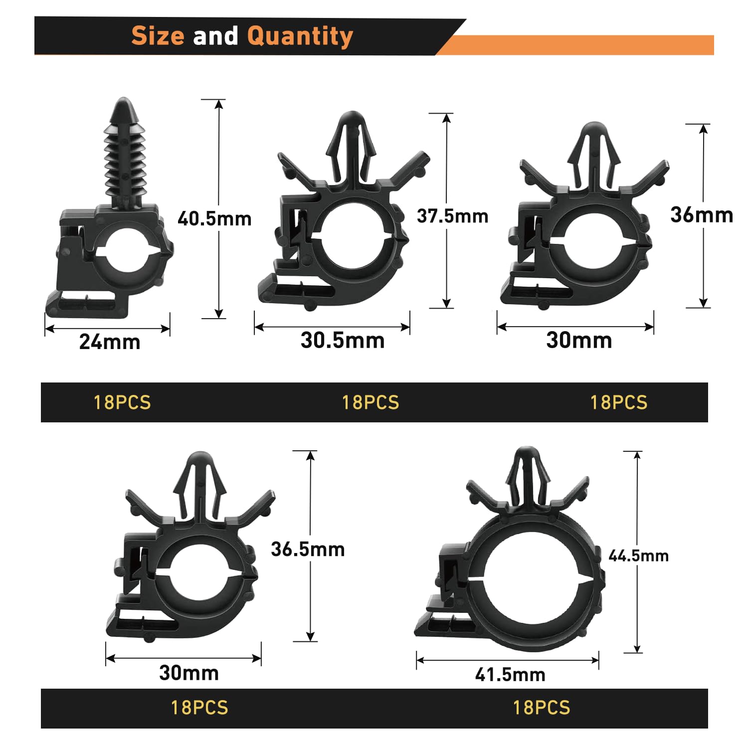 Gooacc 130Pcs Car Wire Loom Routing Clips Assortment - 9 Different Sizes Universal Wiring Harness Routing Clip Replacement Parts