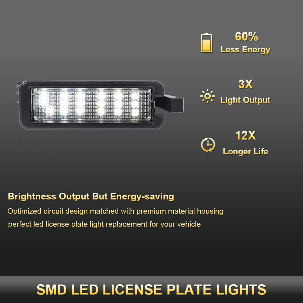 Gempro Led License Plate Light Tag Lamps For 2015-2022 Dodge Charger Challenger Pacifica Jeep Compass Chrysler 300, 6000K White